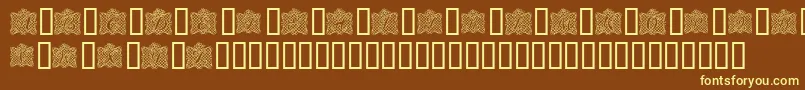 RibbonCaps-fontti – keltaiset fontit ruskealla taustalla