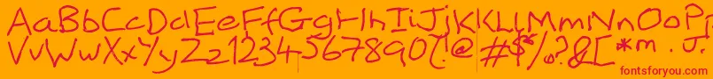 フォントMikeodial – オレンジの背景に赤い文字