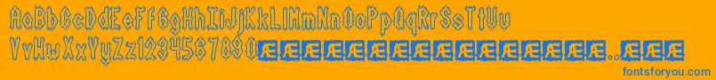 DarkSideBrk-Schriftart – Blaue Schriften auf orangefarbenem Hintergrund