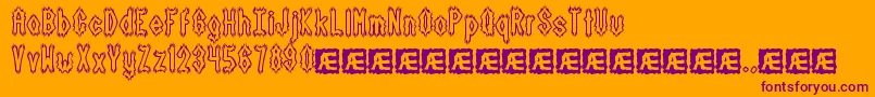 Fonte DarkSideBrk – fontes roxas em um fundo laranja