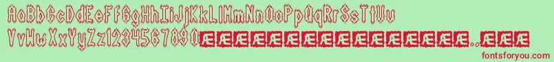 DarkSideBrk-Schriftart – Rote Schriften auf grünem Hintergrund