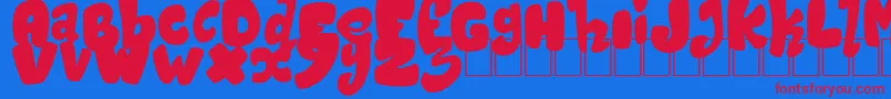 MagicSound-Schriftart – Rote Schriften auf blauem Hintergrund