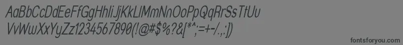 Fonte StreetThinItalic – fontes pretas em um fundo cinza