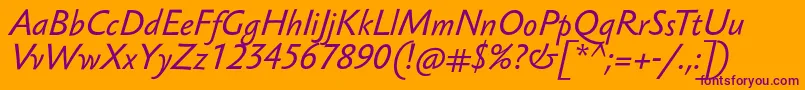 SebastiantextucfItalic Font – Purple Fonts on Orange Background