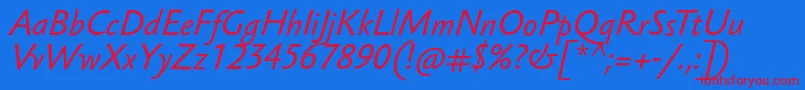 SebastiantextucfItalic Font – Red Fonts on Blue Background