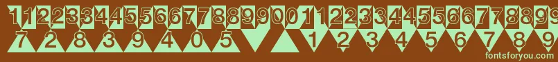 DeconumbersLhTriangle Font – Green Fonts on Brown Background