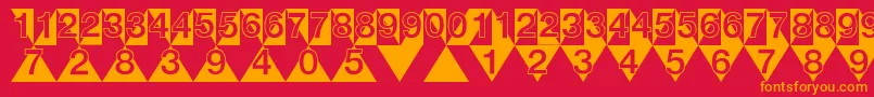 DeconumbersLhTriangle Font – Orange Fonts on Red Background