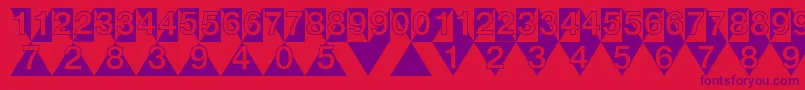 フォントDeconumbersLhTriangle – 赤い背景に紫のフォント