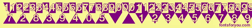 DeconumbersLhTriangle Font – Purple Fonts on Yellow Background