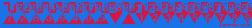 DeconumbersLhTriangle Font – Red Fonts on Blue Background