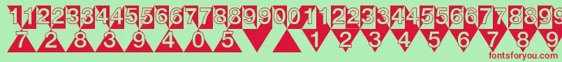 DeconumbersLhTriangle Font – Red Fonts on Green Background