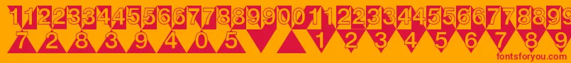 DeconumbersLhTriangle Font – Red Fonts on Orange Background