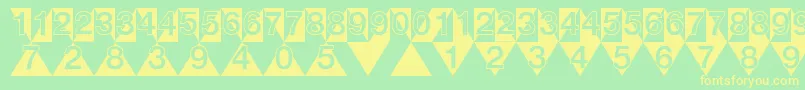 DeconumbersLhTriangle Font – Yellow Fonts on Green Background