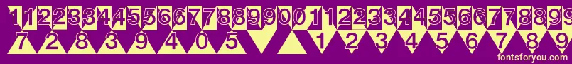 フォントDeconumbersLhTriangle – 紫の背景に黄色のフォント