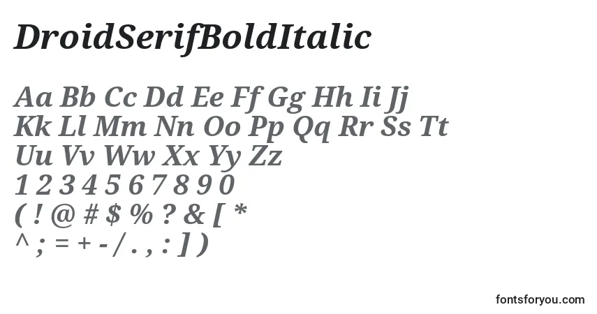 DroidSerifBoldItalicフォント–アルファベット、数字、特殊文字