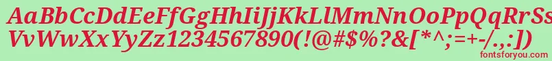 DroidSerifBoldItalic Font – Red Fonts on Green Background