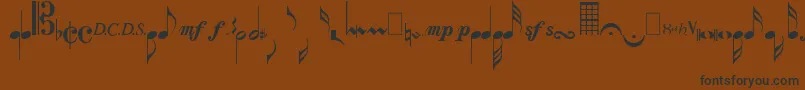 MusicalsymbolsPlain-fontti – mustat fontit ruskealla taustalla