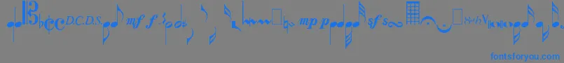 MusicalsymbolsPlain-fontti – siniset fontit harmaalla taustalla