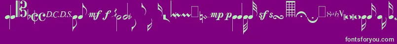 MusicalsymbolsPlain Font – Green Fonts on Purple Background