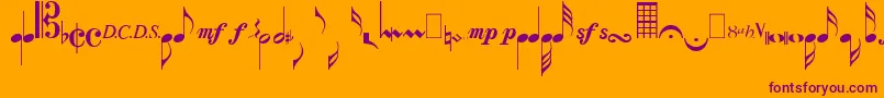 MusicalsymbolsPlain-Schriftart – Violette Schriften auf orangefarbenem Hintergrund