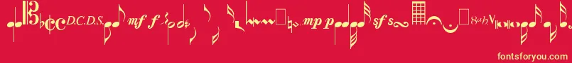 MusicalsymbolsPlain Font – Yellow Fonts on Red Background