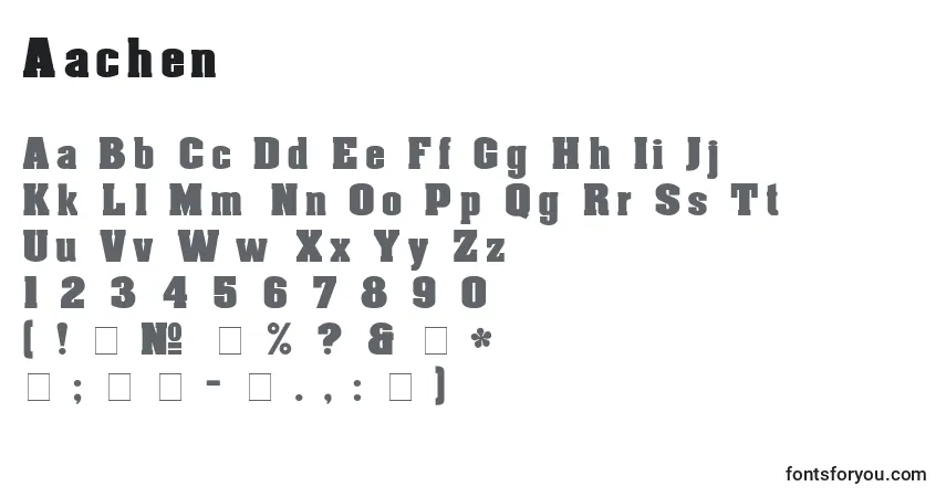 Czcionka Aachen – alfabet, cyfry, specjalne znaki