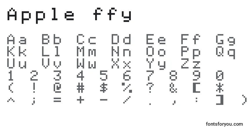 Schriftart Apple ffy – Alphabet, Zahlen, spezielle Symbole