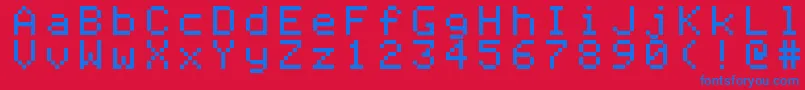 Apple ffy-Schriftart – Blaue Schriften auf rotem Hintergrund