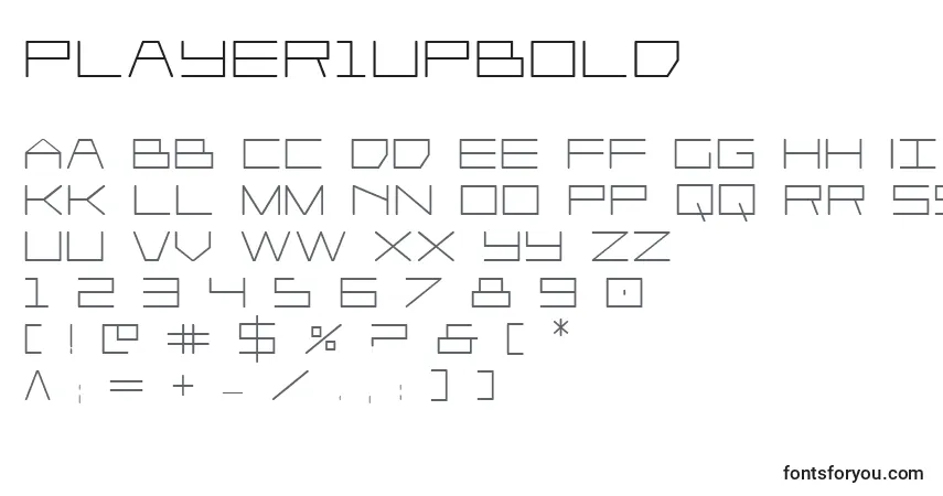 Schriftart Player1upbold – Alphabet, Zahlen, spezielle Symbole