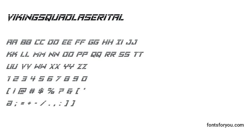 A fonte Vikingsquadlaserital – alfabeto, números, caracteres especiais