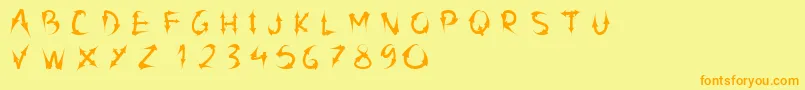 PwArrowFont-fontti – oranssit fontit keltaisella taustalla