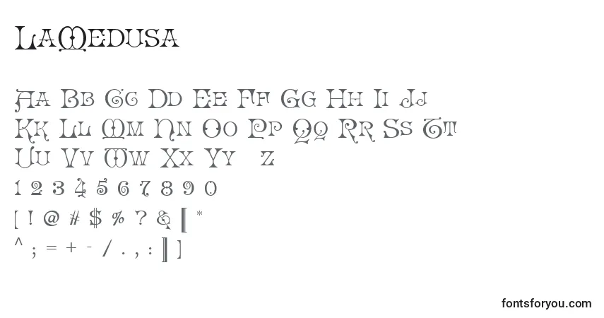 A fonte LaMedusa – alfabeto, números, caracteres especiais