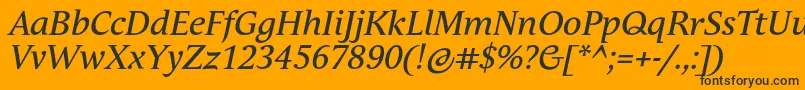 AndulkaTextProItalic Font – Black Fonts on Orange Background