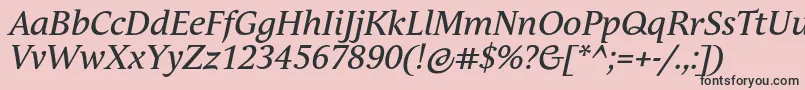 フォントAndulkaTextProItalic – ピンクの背景に黒い文字