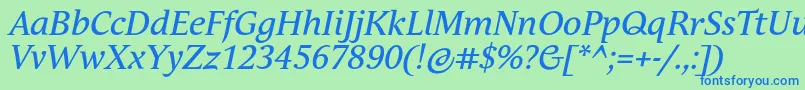 AndulkaTextProItalic Font – Blue Fonts on Green Background