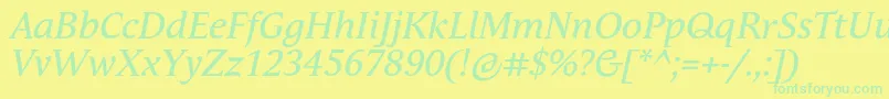 AndulkaTextProItalic Font – Green Fonts on Yellow Background