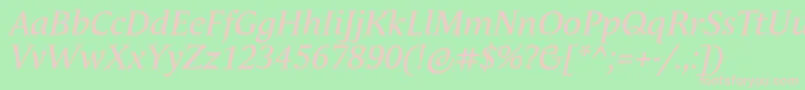 AndulkaTextProItalic Font – Pink Fonts on Green Background