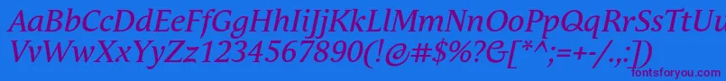 AndulkaTextProItalic Font – Purple Fonts on Blue Background