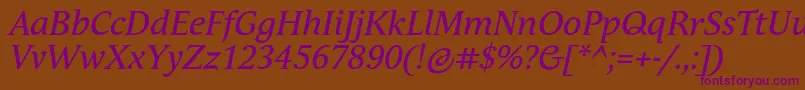 AndulkaTextProItalic Font – Purple Fonts on Brown Background