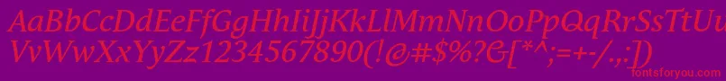 AndulkaTextProItalic Font – Red Fonts on Purple Background