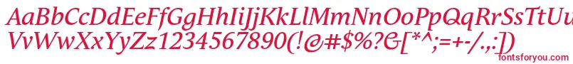 AndulkaTextProItalic Font – Red Fonts on White Background