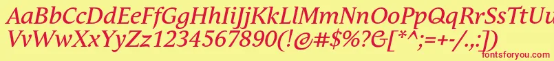 Шрифт AndulkaTextProItalic – красные шрифты на жёлтом фоне