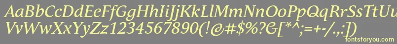 AndulkaTextProItalic Font – Yellow Fonts on Gray Background