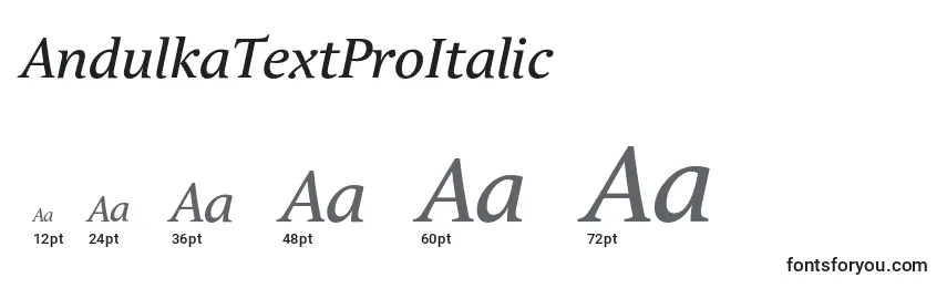 AndulkaTextProItalic Font Sizes