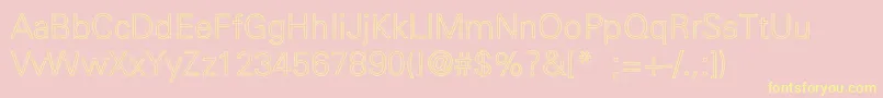 UniversLightLightHollow-Schriftart – Gelbe Schriften auf rosa Hintergrund