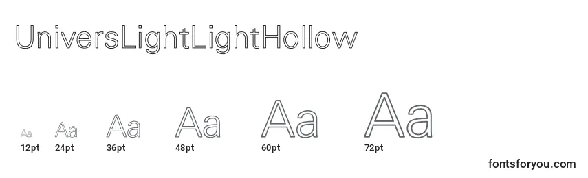 UniversLightLightHollow Font Sizes