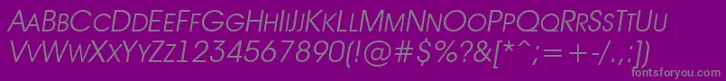 AAvantetitlercpsupcLightitalic Font – Gray Fonts on Purple Background