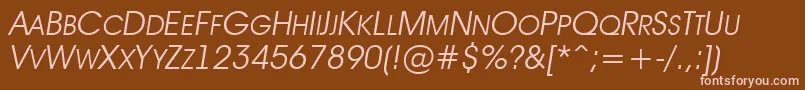 Fonte AAvantetitlercpsupcLightitalic – fontes rosa em um fundo marrom