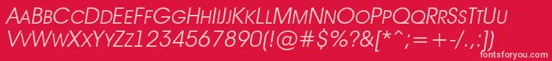 フォントAAvantetitlercpsupcLightitalic – 赤い背景にピンクのフォント