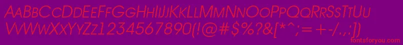 AAvantetitlercpsupcLightitalic Font – Red Fonts on Purple Background